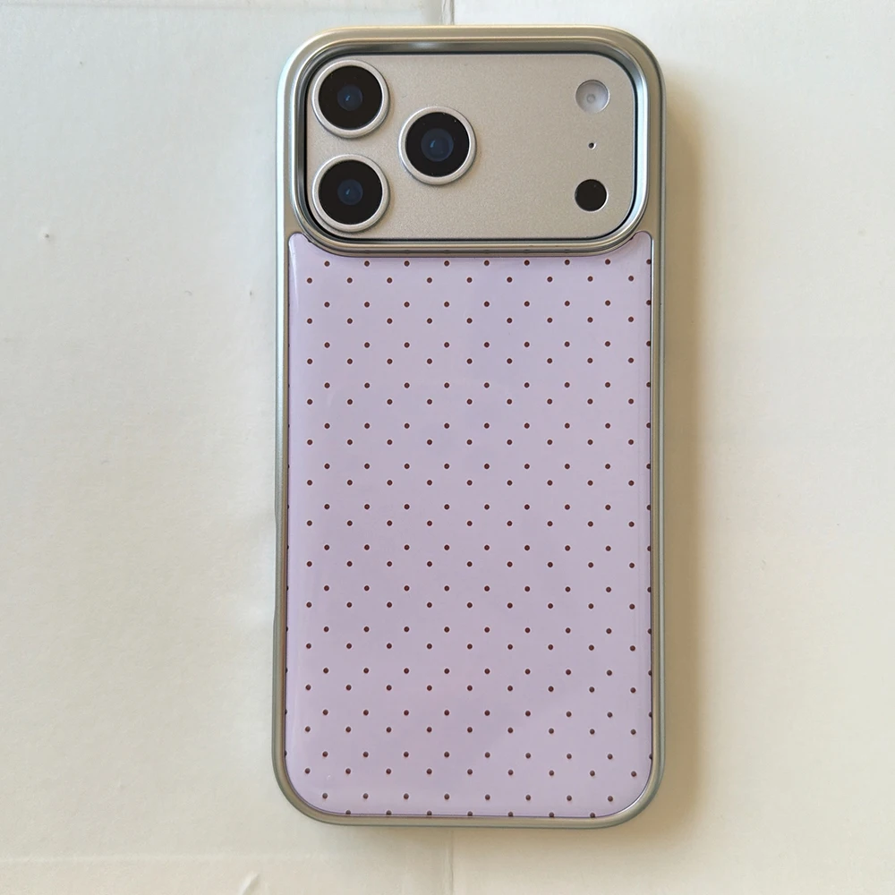 Koreanische INS Polka-Dot-Muster, galvanisierte Silber-Handyhülle für iPhone 17 Promax 18 13 14 15 16 Pro Max, stoßfeste Schutzhülle Funda – Detail 24