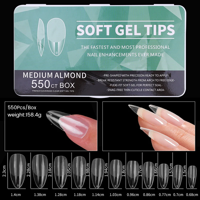 

550Pcs/Box Fake Nail Tips Press on False Nails Transparent Full Coverage Ballet Full Sticker For Nails Art Tools Manicures