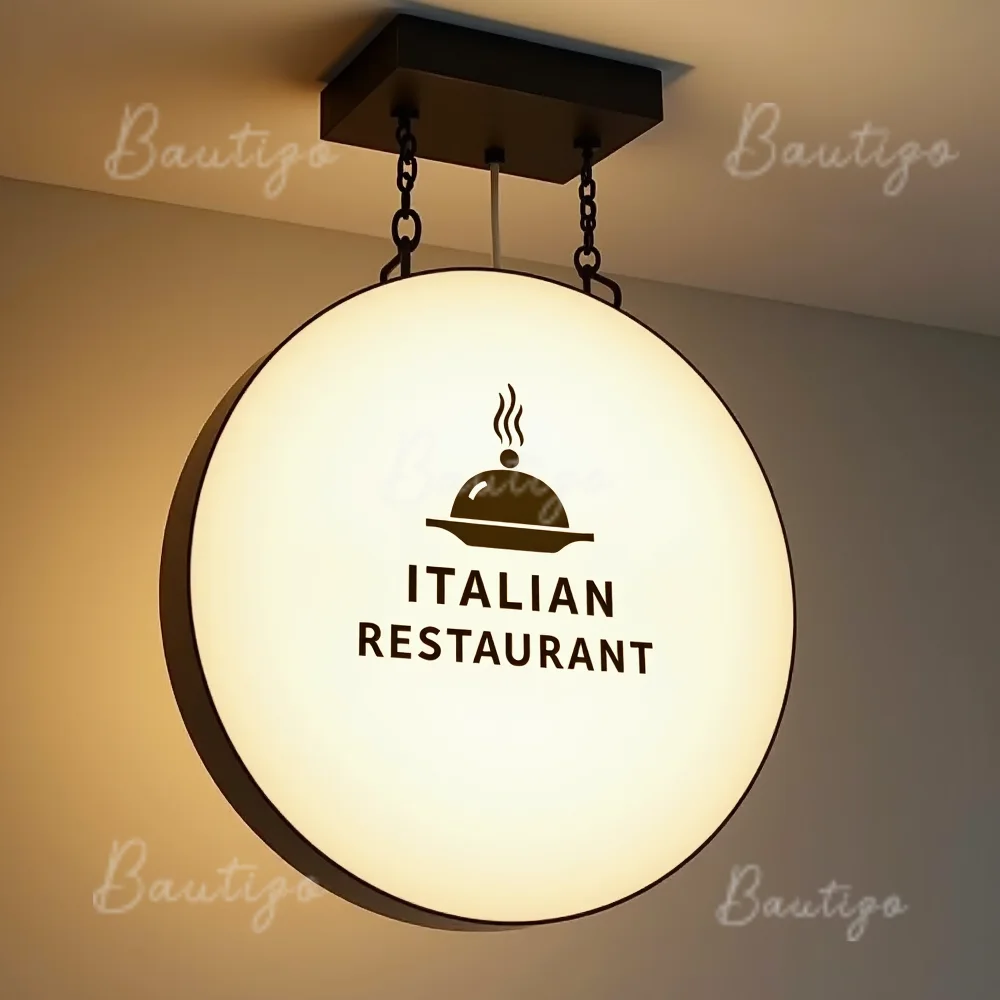 Custom LED Light Box Outdoor Business Sign Round Waterproof Acrylic Double Sided Backlit Advertising Ceiling Mounted Sign