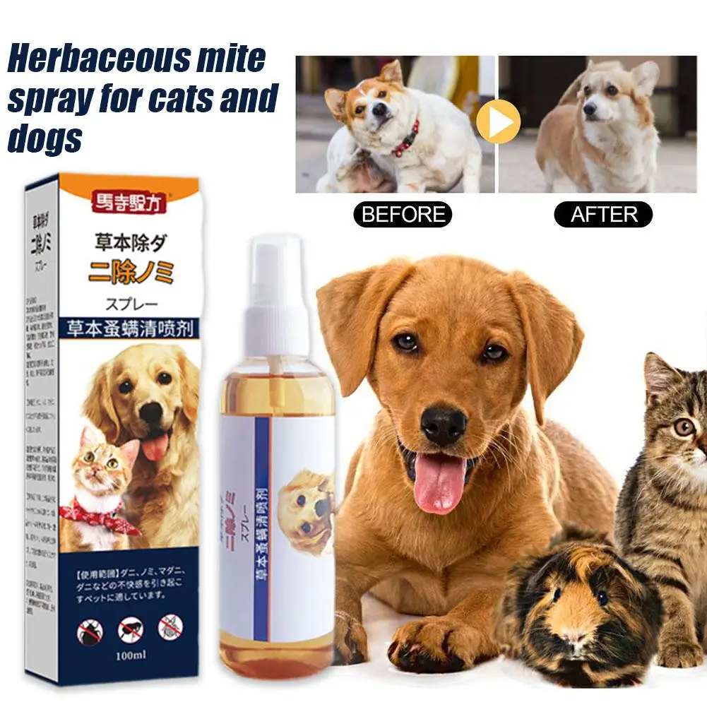 Herbaceous Flea Mite Cleaning Spray Cat Dog Wash-free Pet Safe Treatment External Insect Spray For Anti-Lice Health Supplie C1G9