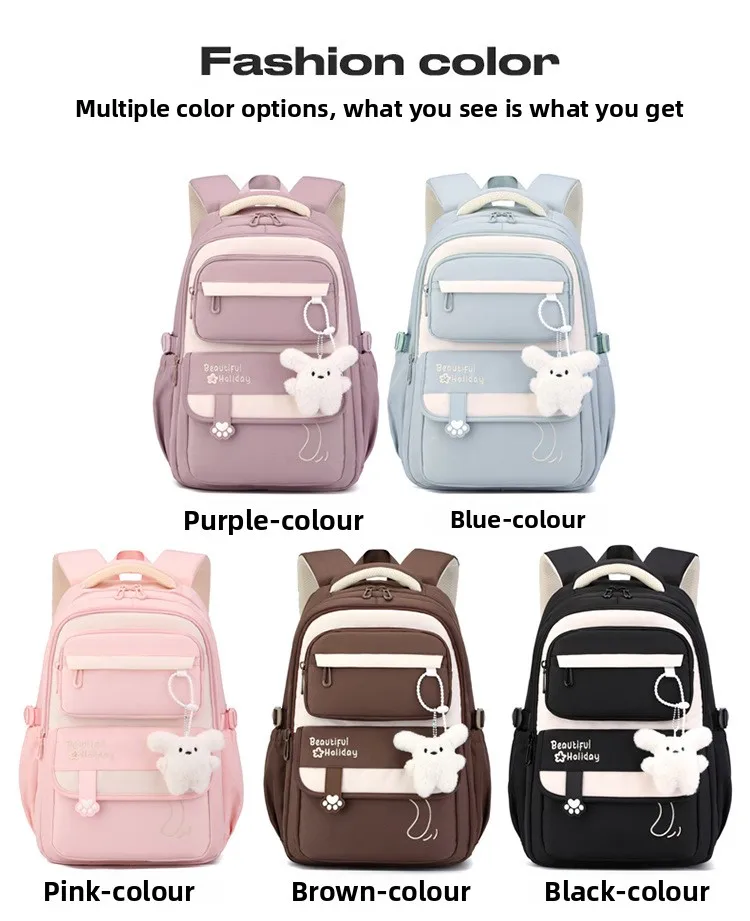 Middle School Backpack for Girls Large Capacity Bookbag Lightweight Fashion Student Backpack Simple Modern School Bags for Teens