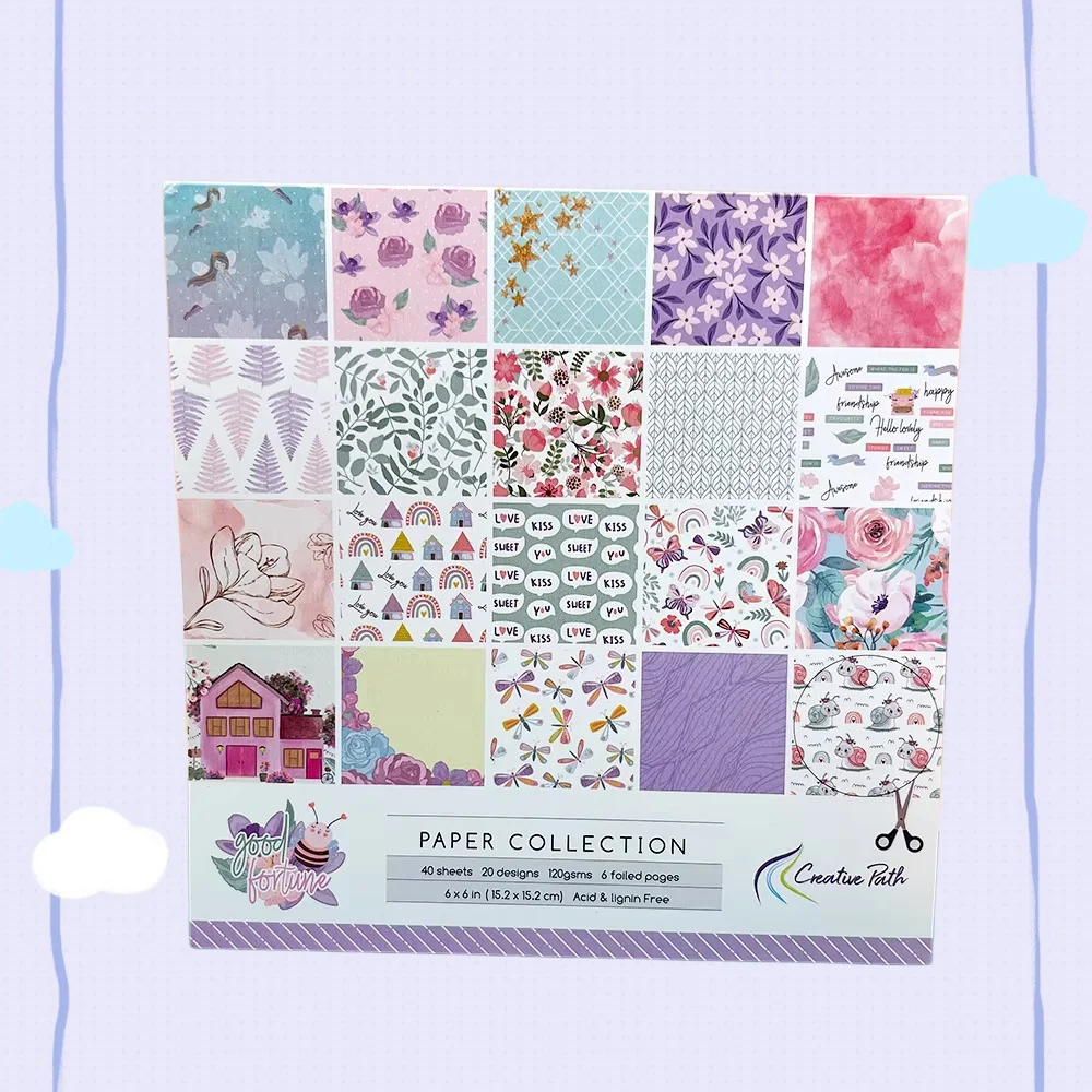 

Creative Path Scrapbooking Paper 6 Inches Single Side Printed Origami Paper Flower Pattern Decorative Scrapbook Background Paper