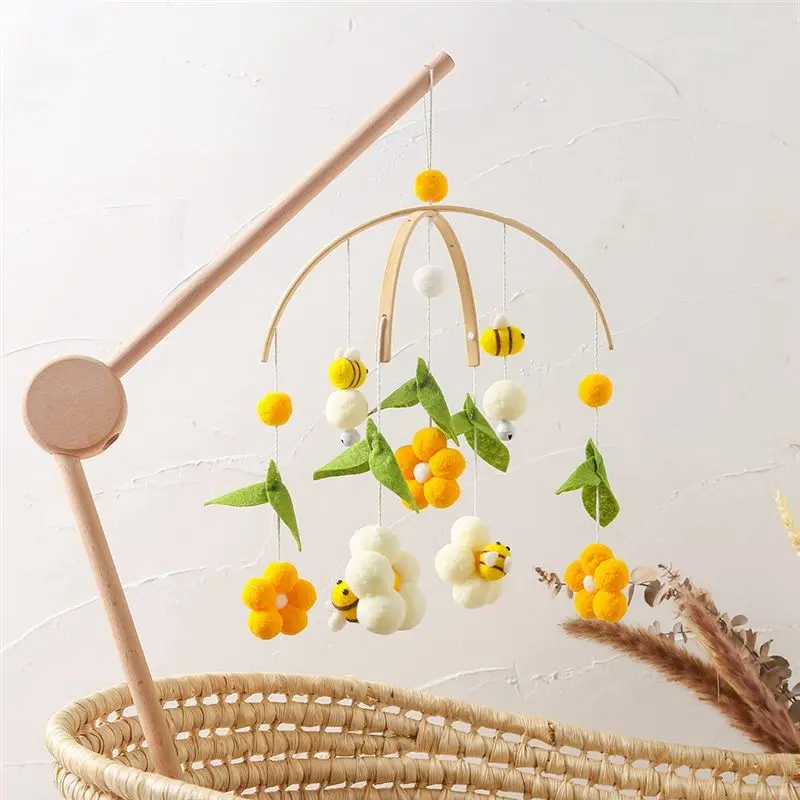 A78I Baby Crib Mobile for Boys Girls/Bees Nursery Mobile/Nursery Mobile/Gender Neutral Felt Ball Mobile/Ceiling Mobile