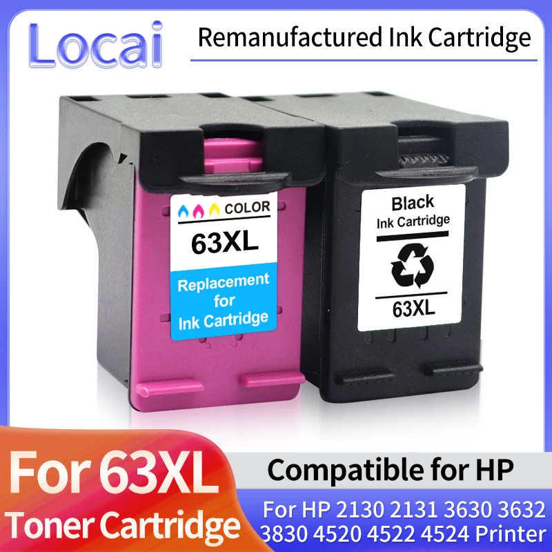 63XL Remanufactured Ink Cartridge For HP 63 Ink 2130 2131 3630 3632 3634 5710 4655 4652 1112 3830 4520 4522 4524 Printer Black