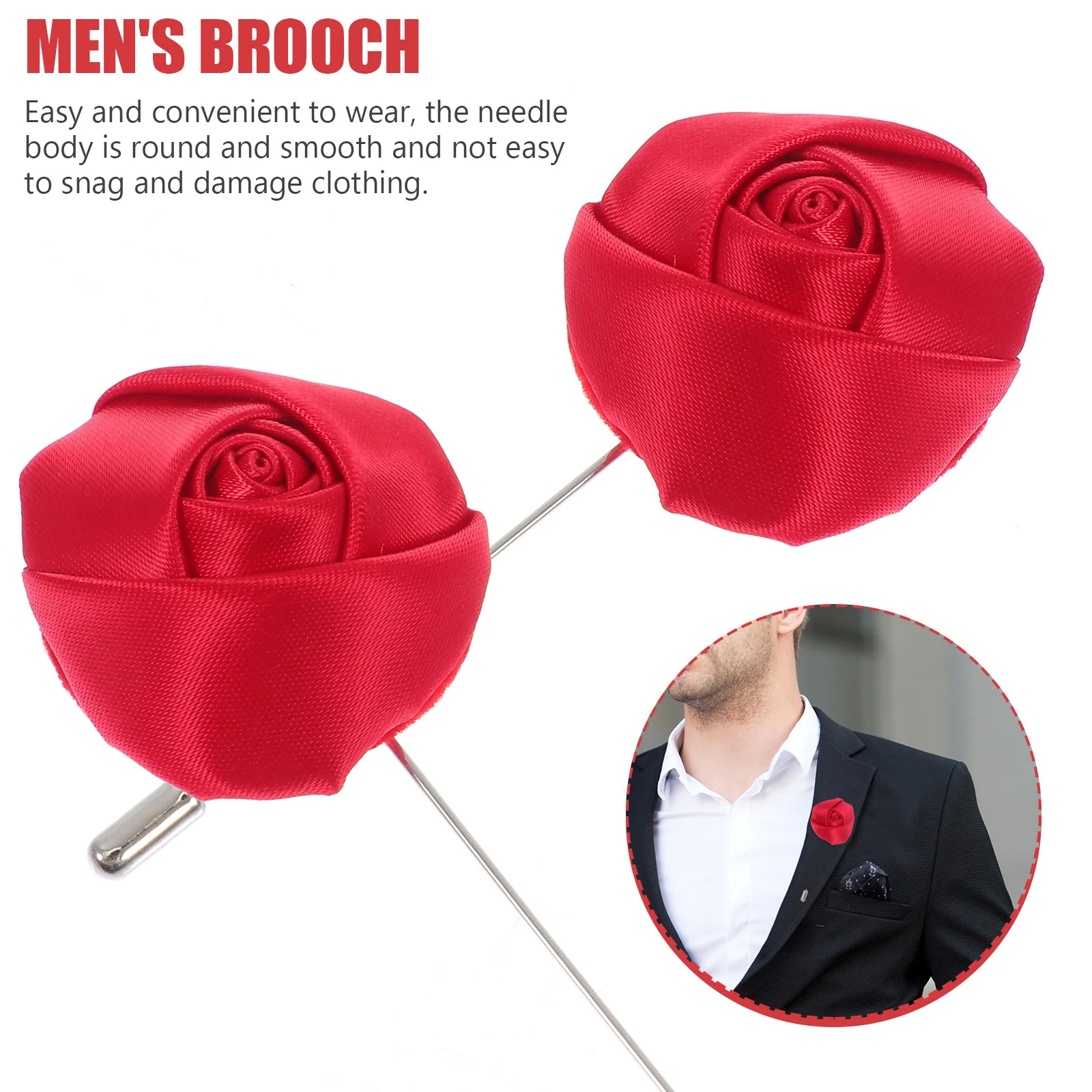 4 قطع اليدوية روز الصدار القماش الفن رومانسية بروش عيد الميلاد حزب الرجال دعوى الديكور الرجال دبابيس روز الصدار