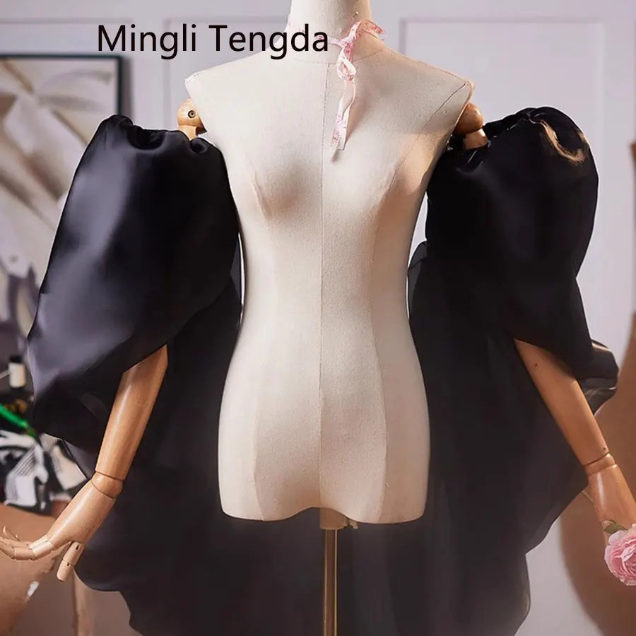 Mingli Tengda العروس الأورجانزا نفخة تغطي الأسلحة سترة الفتيات مبالغ فيها بوليرو معطف مطابقة مساء فستان المرأة أنيقة التفاف