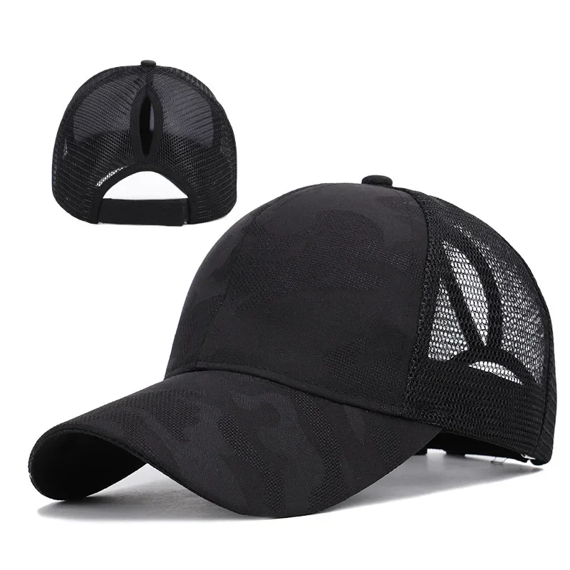 

Women's Ponytail Baseball Caps Spring Summer Cotton Mesh Sun Hat Running Snapback Hat Female Adjustable Girl Outdoor Visor Hats