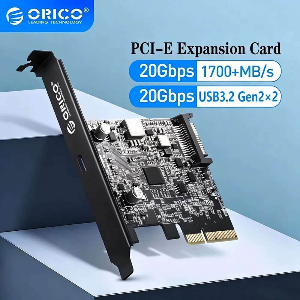 ORICO Expansion Card Type USB C PCI-Express to USB 3.2 20Gbps PCI-E Express Expansion Card Adapter for Windows 7 8 10 Linux