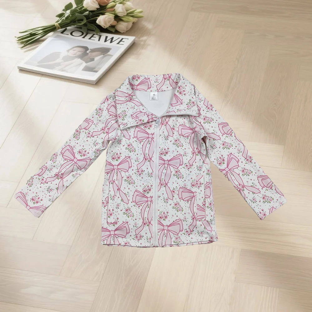 

10,30 топ для маленьких девочек, розовые цветочные банты для маленьких девочек, клетчатые карманы на молнии, активные куртки для йоги, топ