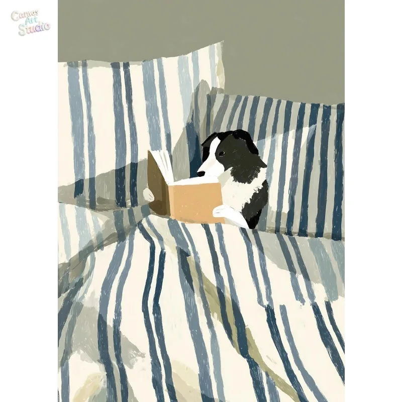 2026 Vintage Greyhound Dogs Reading Breezy Dog in Nature Happy Dogs Animal Poster Canvas Painting Wall Art Pictures Home Decor