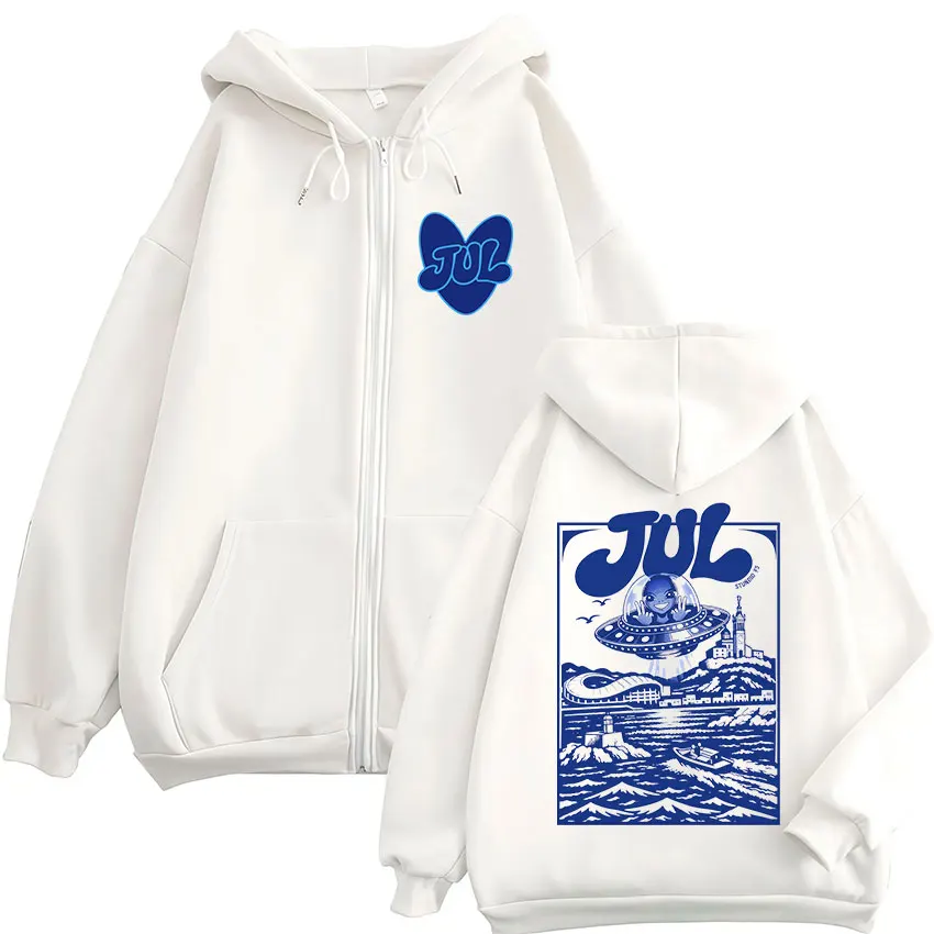 Sweat-shirts à capuche zippés JUL pour hommes et femmes, mode Hip Hop rétro, manches longues, vestes, manteaux, streetwear