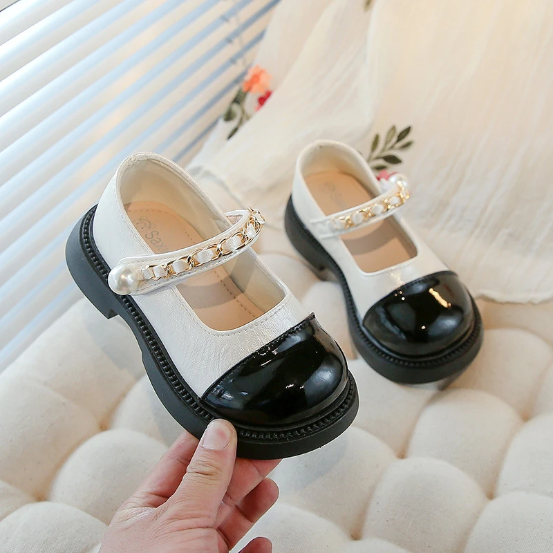 

Children Mary Jane Shoes 3-18 Years Old Beige Fashion Girls Leather Shoes Spring Autumn Silver Lightweight Non-slip Kids Loafers