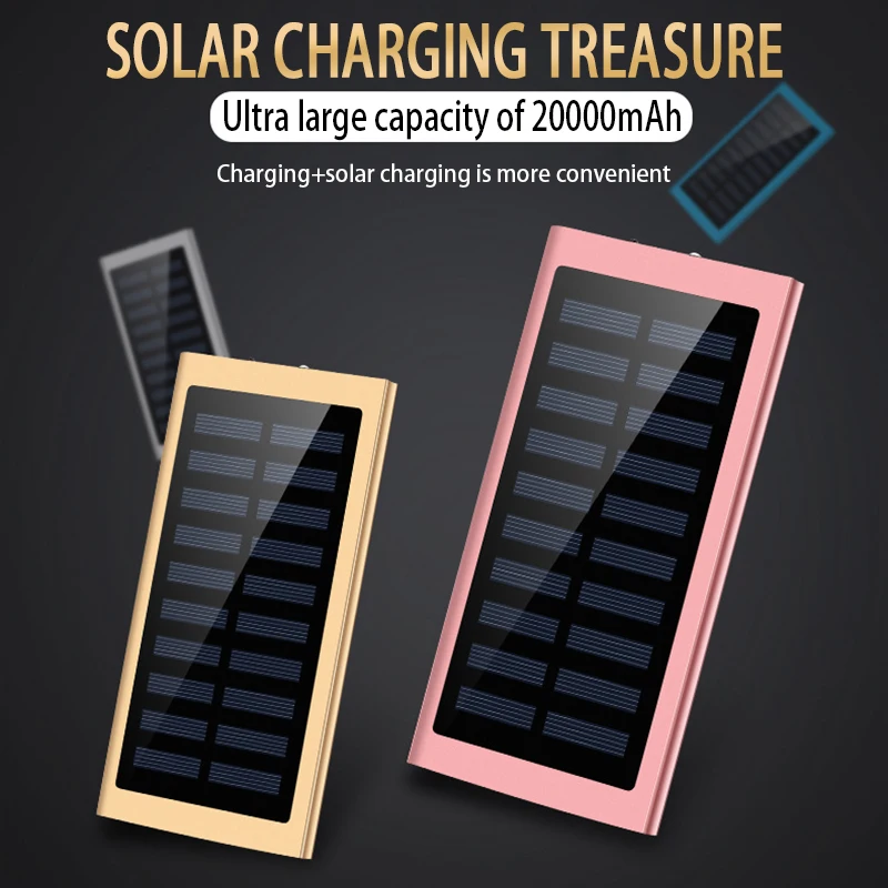 

Solar Battery 20000mAh Charger Power Outdoor Portable Charging Power Supply Is Suitable For IPhone Notebook Computers.