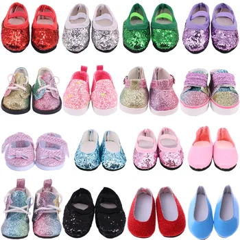 5Cm Doll Shoes Sequin Upper for 14.5 inch Wellie Wisher & 32-34 Cm Paola Reina Doll Accessories 1/6 BJD Blyth,Holiday Gifts Toy