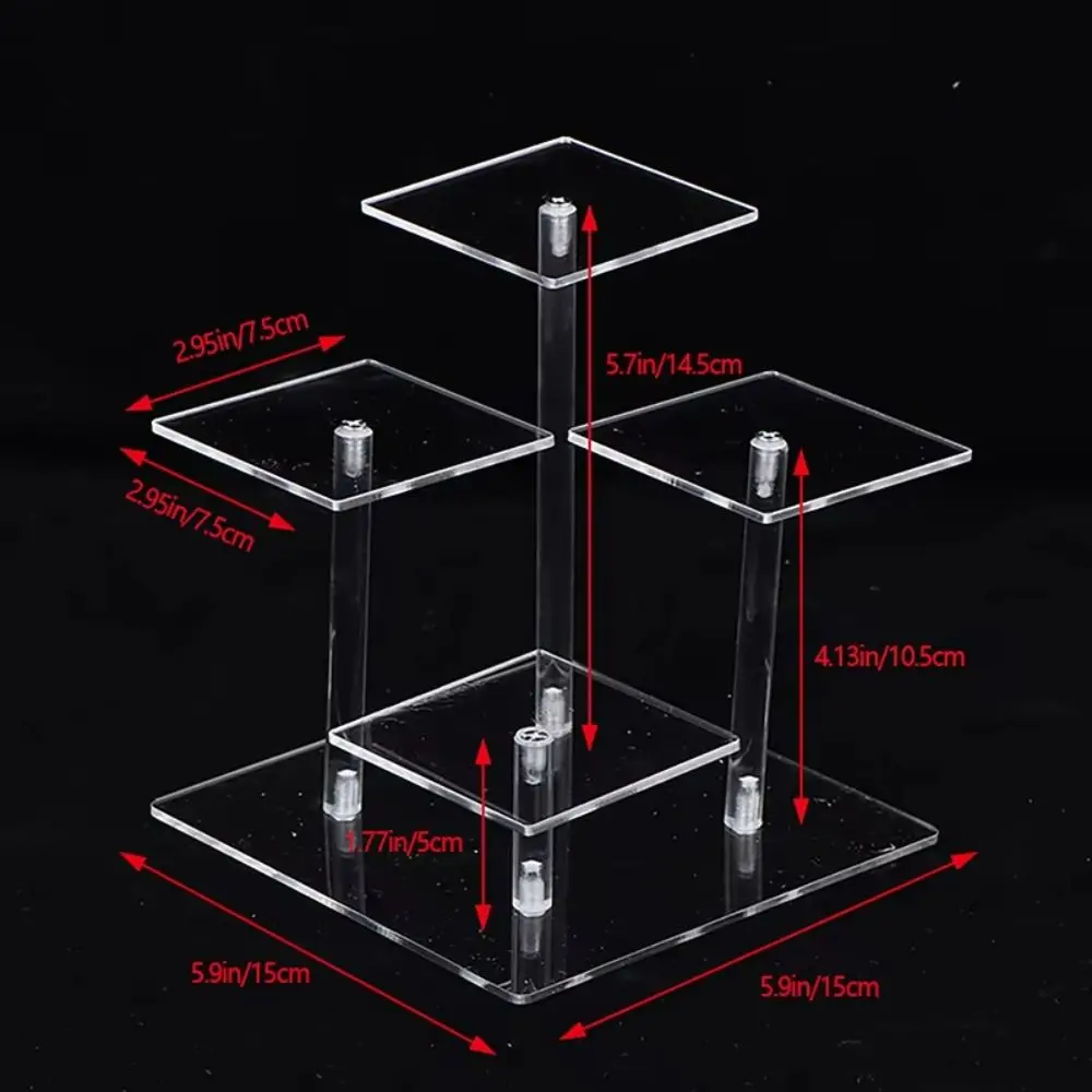 Removable 4 Layers Display Stand Dust Proof Multi Layer Square Transparent Jewelry Holder Portable Multi-functional