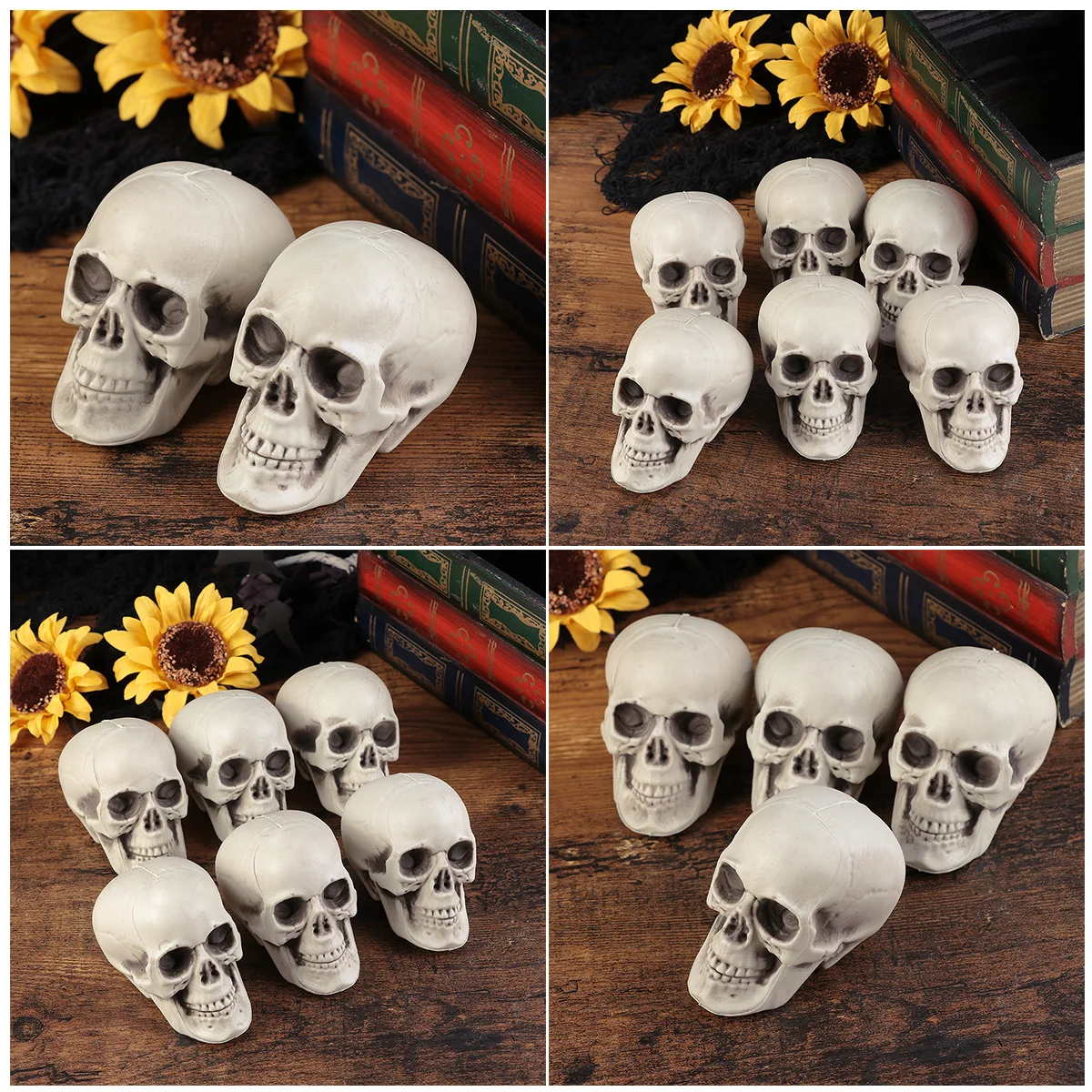 

6Pcs Party Skull Scared Halloween Props for Ghost House Decoration Masquerade Event Desktop Ornament Fun Filled Night Joke Gift