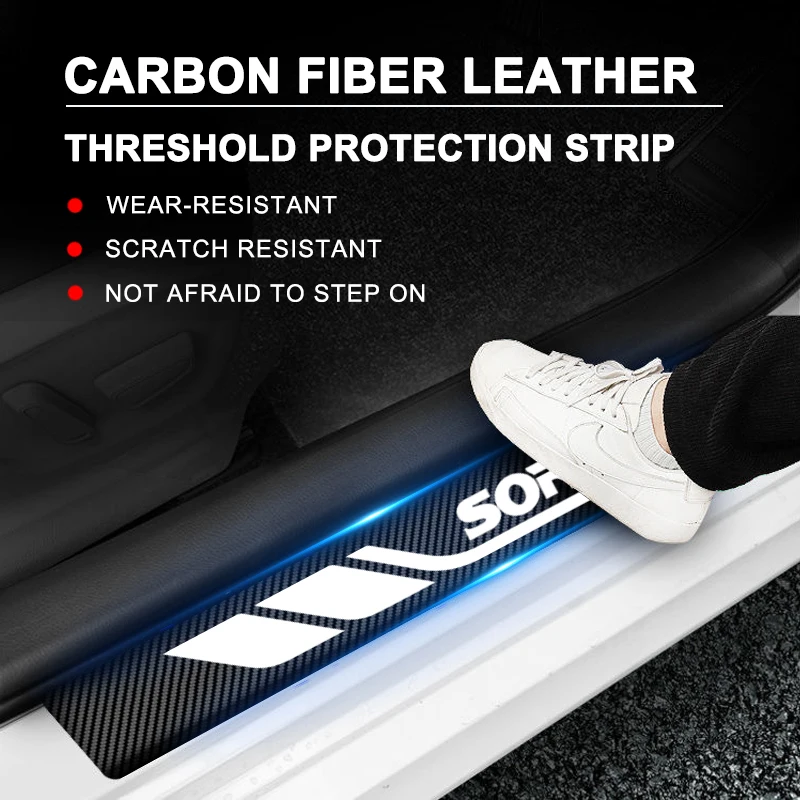 4pcs Car Door Sill Protector Carbon Fiber Sticker Anti Scratch For KIA Sorento 2017 2024 2012 2022 2007 2005 2006 2019 Accessori