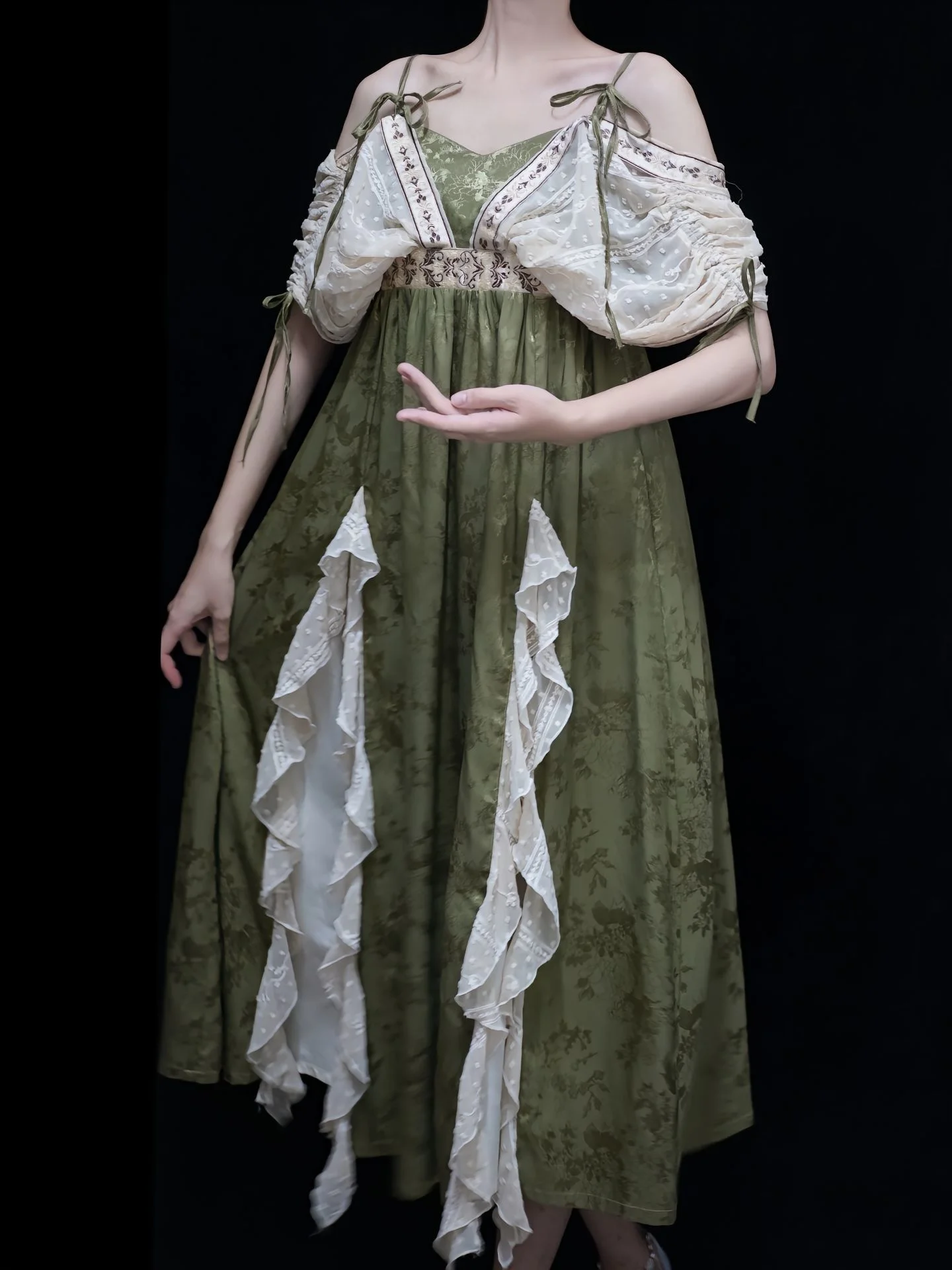 Robe de Cosplay Royale Rétro pour Femme, Style Empereur, Lolita, Palais Médiéval, Costume de Tempérament, Reine, Princesse, Vert, 03