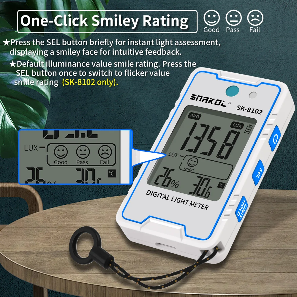 Snakol Mini Lux Meter مقياس الإضاءة الرقمي 999,900 Lux Light Meter Lux/FC قياس تستر الاستشعار مقياس الضوء Luxmeter #5