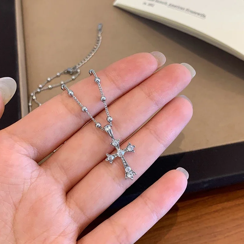 جديد فاخر الزركون الصليب قلادة قلادة طويلة للنساء سلسلة الترقوة سترة سلسلة مجوهرات اكسسوارات