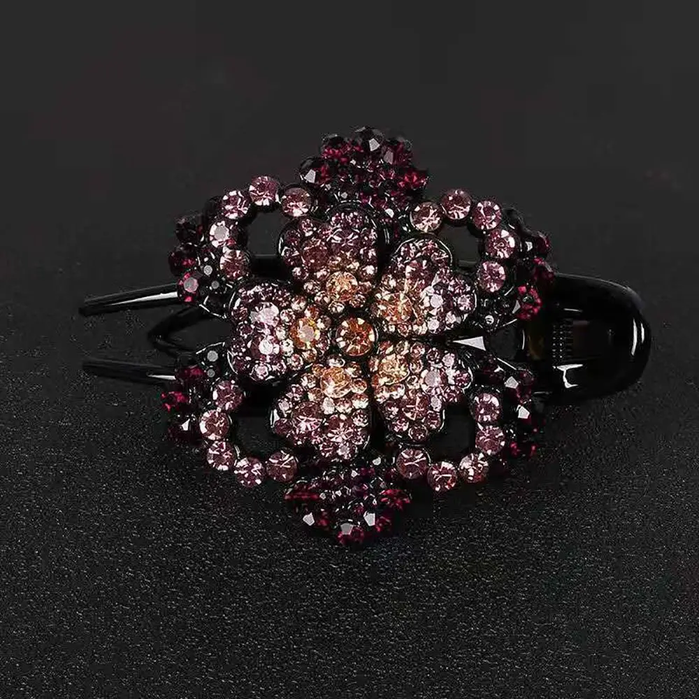 

Simple Shinning Hairpin Headdress Hair Clip Female Ponytail Holder Rhinestone Hair Claw Flower Duckbill Clip Hair Accessories