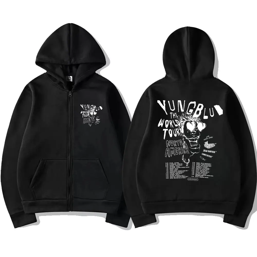 Rock Singer Yungblud 2023 World Tour Print Hoodie Met Rits Man Vintage Fashion Sweatshirt Heren Dames Oversized Casual Jack Met Rits