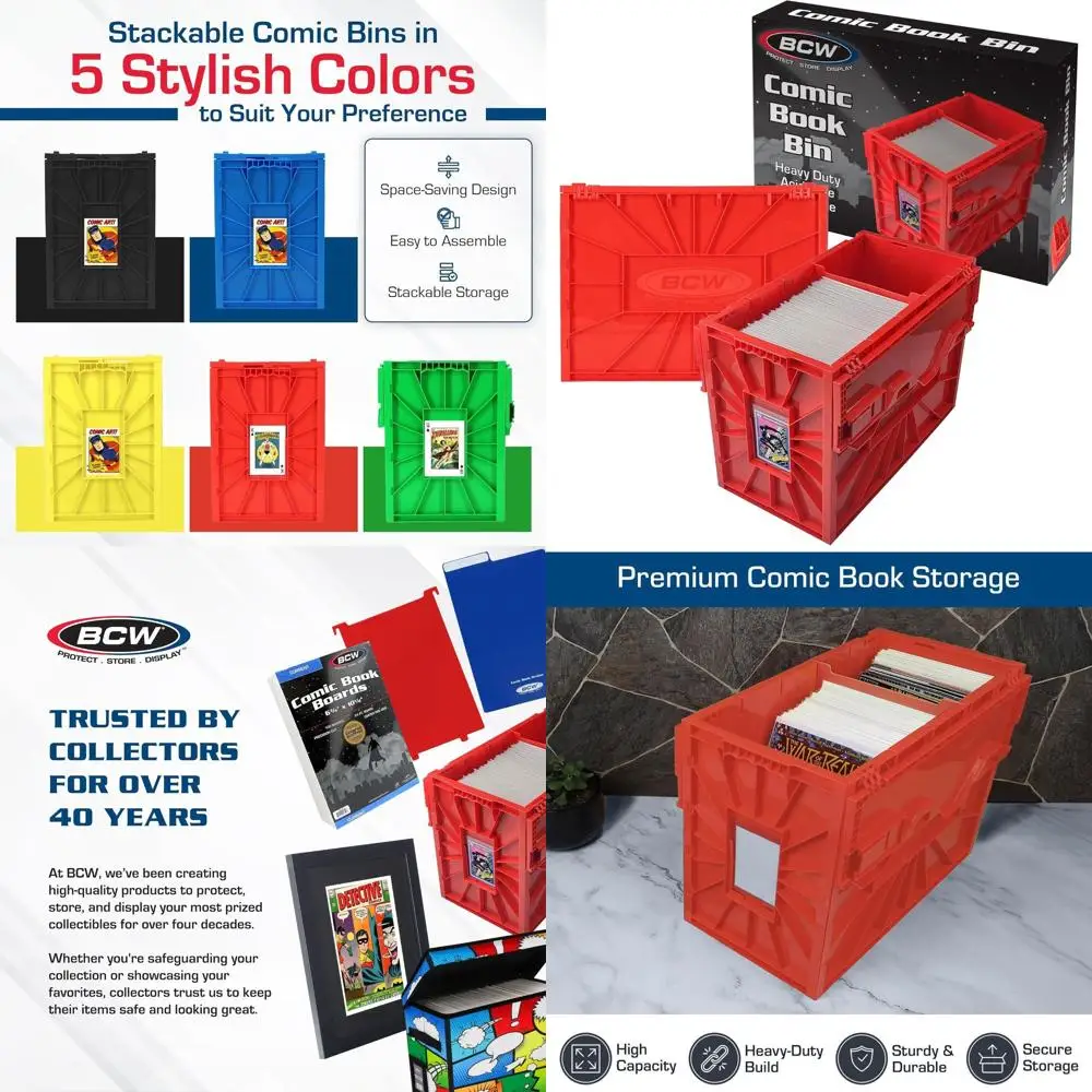 

Double Pack Red Plastic Stackable Comic Storage Bin, Holds 150 Acid-Free Comics