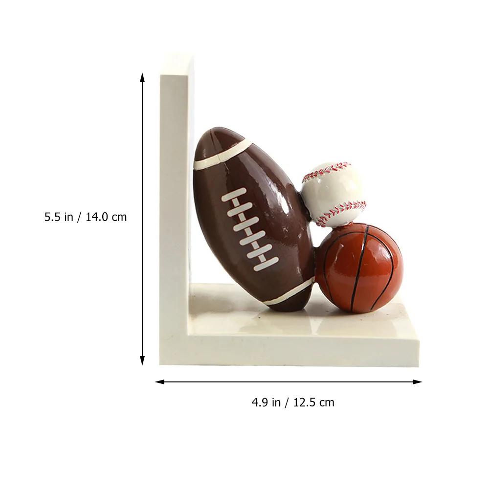 2 Piece Resin Rugby Bookend Set Creative Cartoon Football Document ganizer for Study Bedroom Office Home Cafe Bookshelf Storage