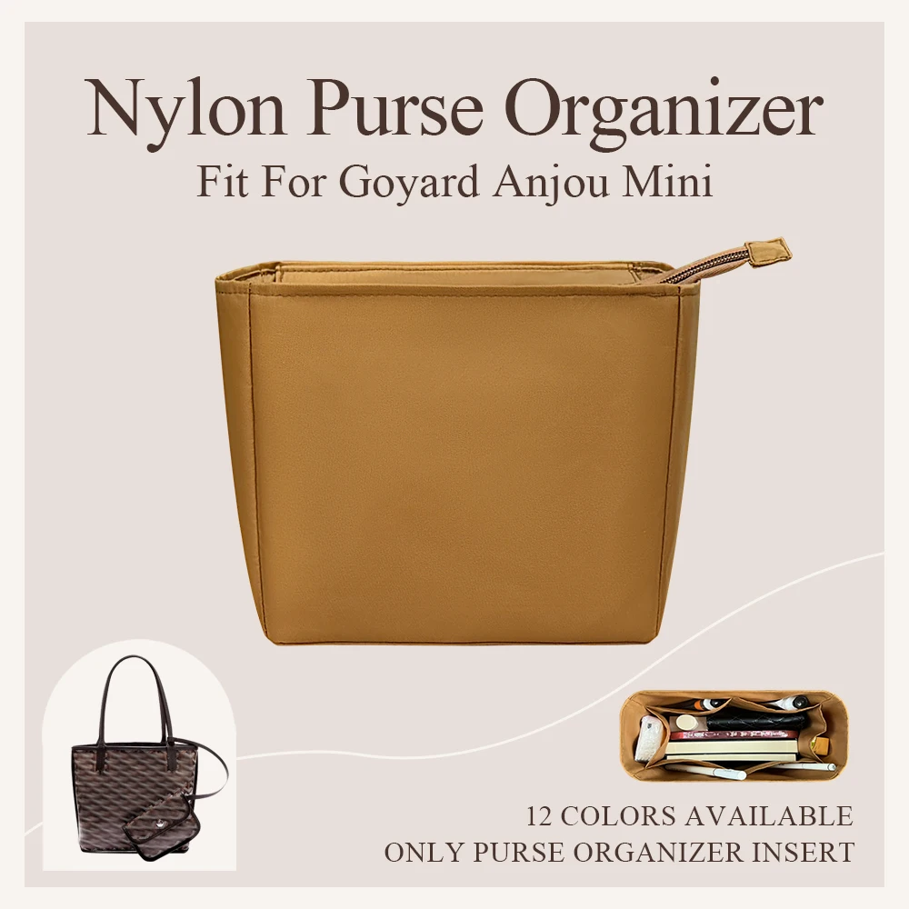 

Nylon Purse Organizer Insert Fit for Goyard Anjou Mini Tote Inside Bag Slim Inner Liner Storage Bag Multiple Pockets Zipper Bag