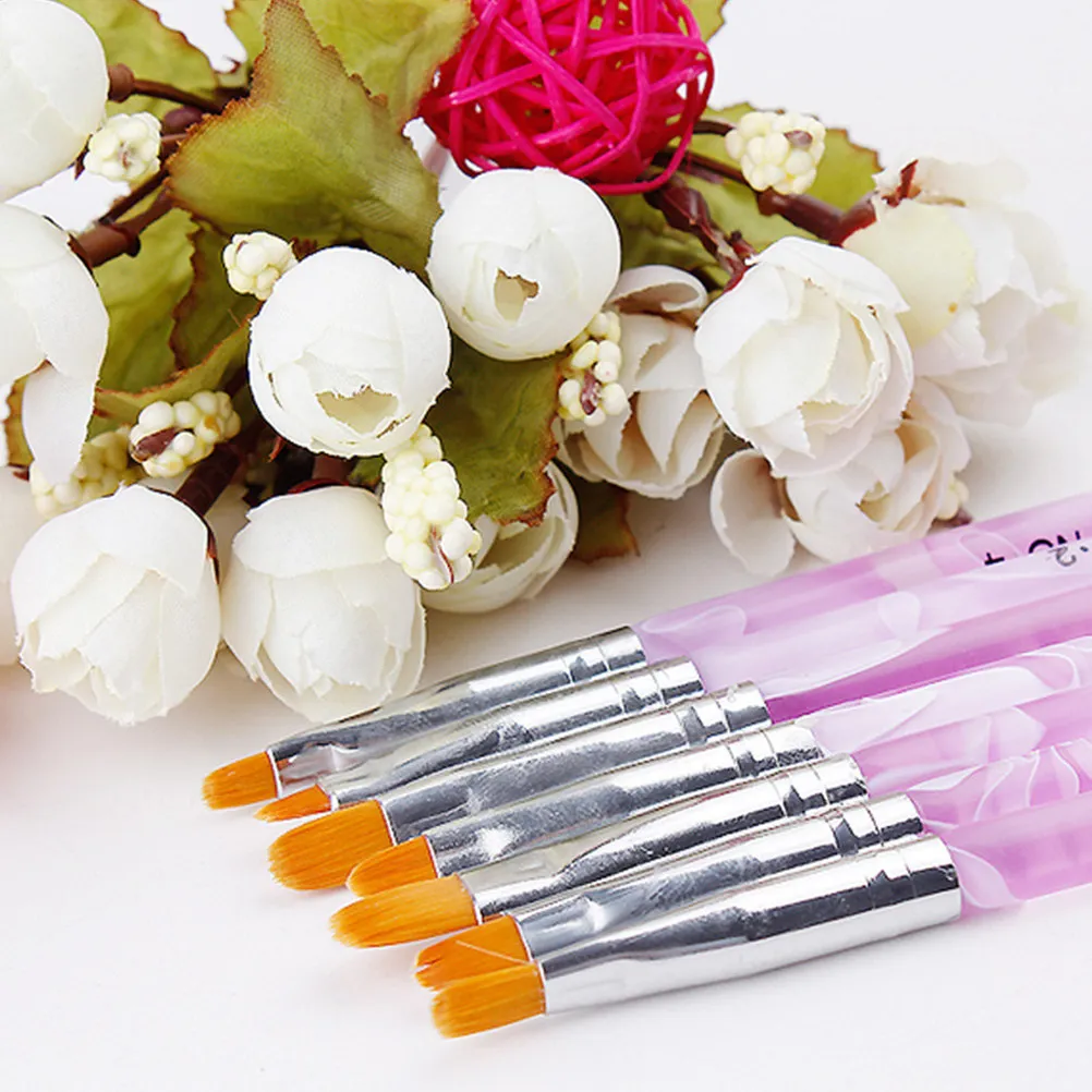 7Pcs Uv Nail Art Brush Set for French Nails 3D Flower Plaid Design Gel Polish Detail Drawing Brushes Easy Clean Professional