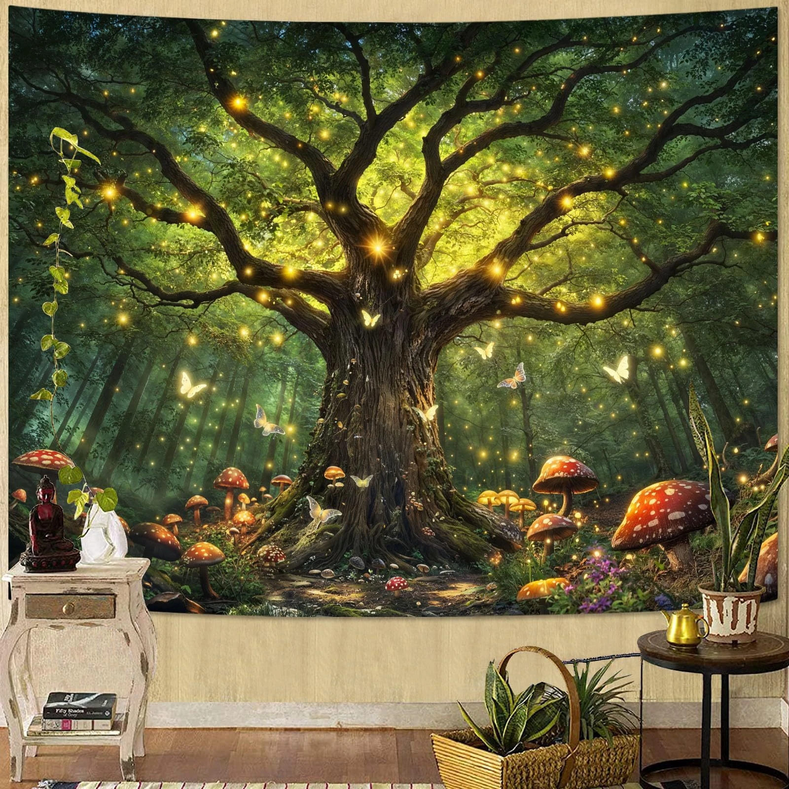 VIKAMA Enchanted Tree & Fairy Forest Tapestry, 6 Assorted Designs, Wall Hanging Art for Bedroom Living Room