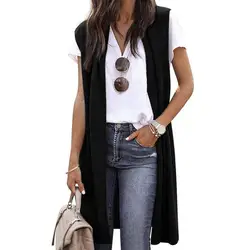 Cardigan Vest Elegant Sleeveless Women's Mid-length Vest Coat Soft Breathable Open Stitch Cardigan Vests for women