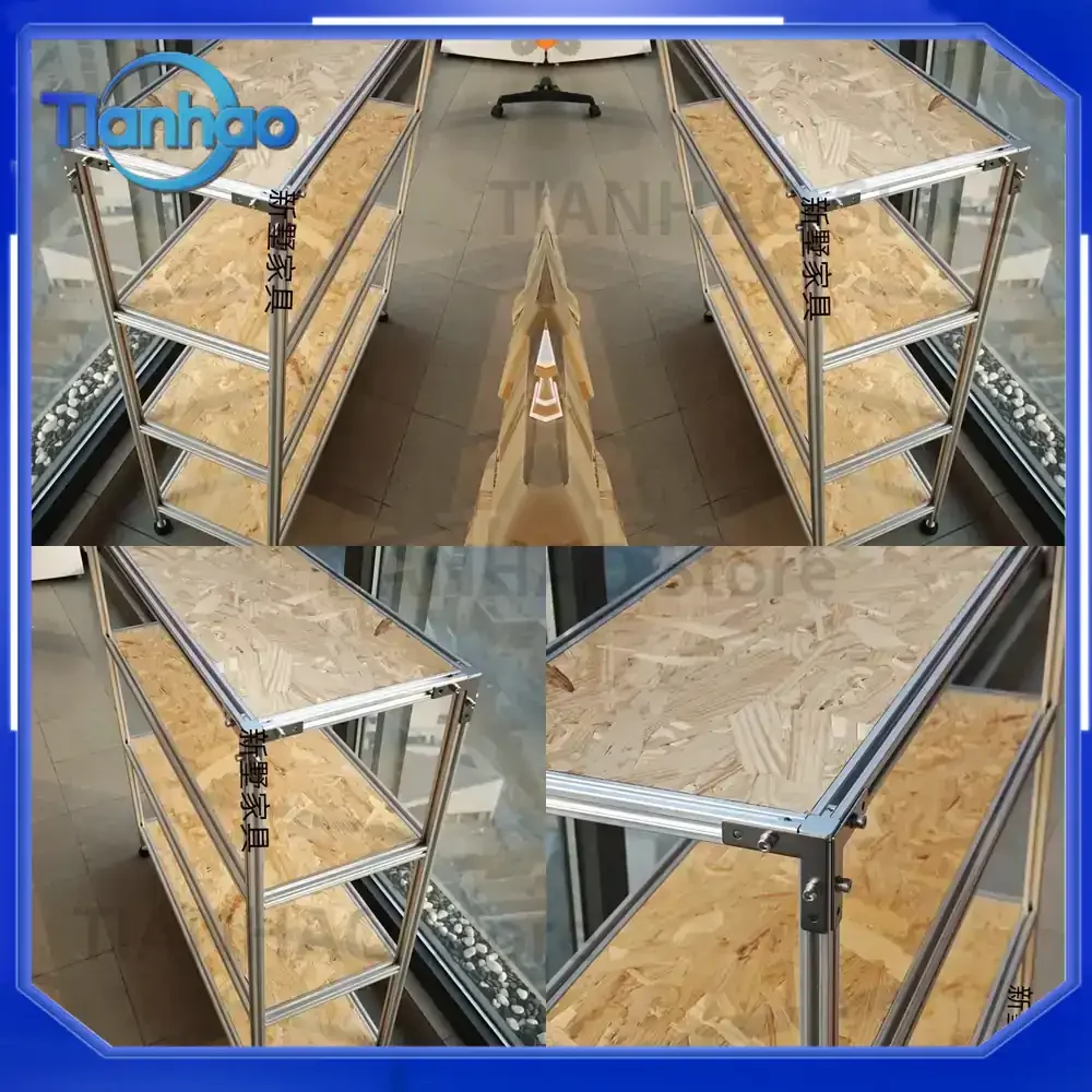 Алюминиевый профильный стеллаж для хранения из OSB-плит, мобильная книжная полка, напольный стеллаж для материалов, креативный напольный стеллаж для гостиной