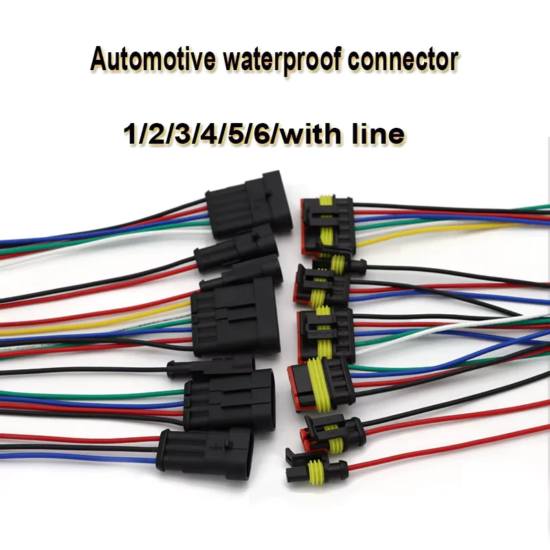 1Set 1/2/3/4/5/6P Automotive Waterproof Wiring Harness Male Female Plug And Socket Pair With 16CM Wire Line Electrical Connector