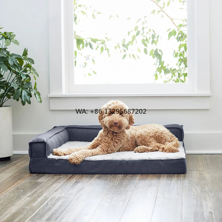 

Designer Self Warming Pet Bed Couch Sofa Corner Bolster Pillow Washable Memory Foam Orthopedic Dog Bed