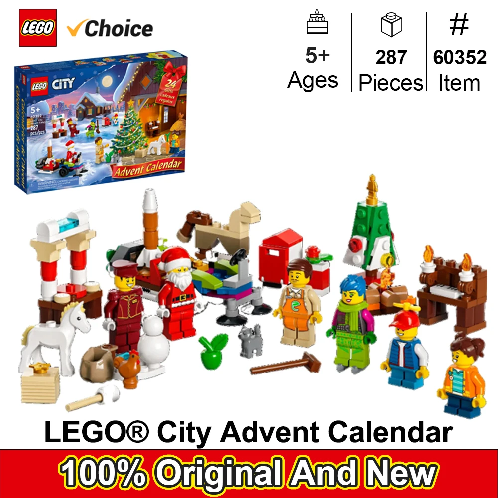 

LEGO 60352 City 2022 Advent Calendar Includes a City Playmat and 5 City TV Characters Christmas toy 287PCS