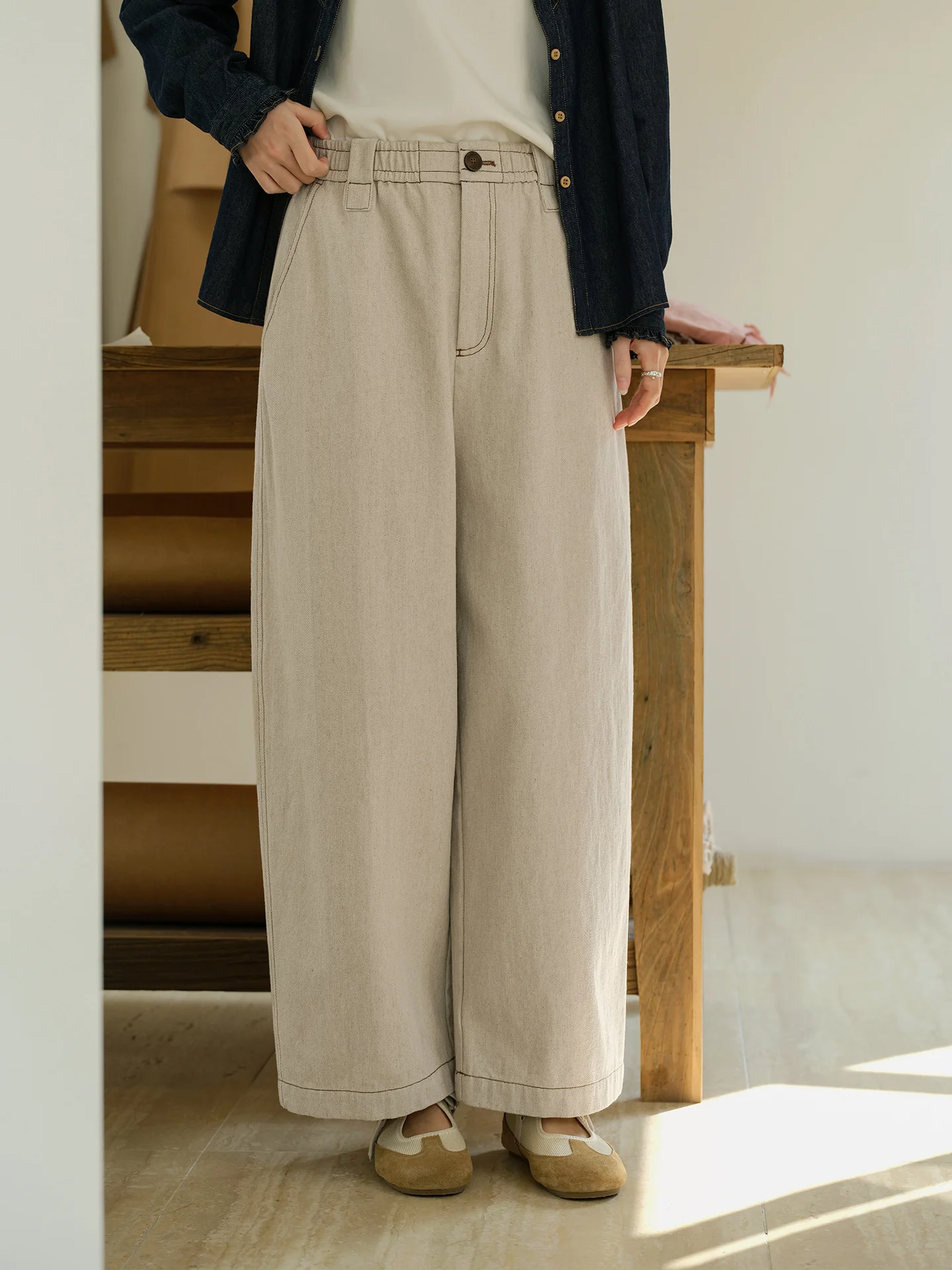 

Повседневные хлопковые брюки Haax с широкими штанинами, свободного кроя, универсальные, женские, летние 2026, с застежкой на пуговицах на талии, цветные