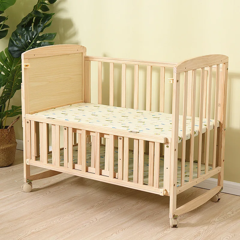 Solid wood crib, multifunctional baby bed, children\'s bed, cradle bed, mosquito net, support one piece dropshipping