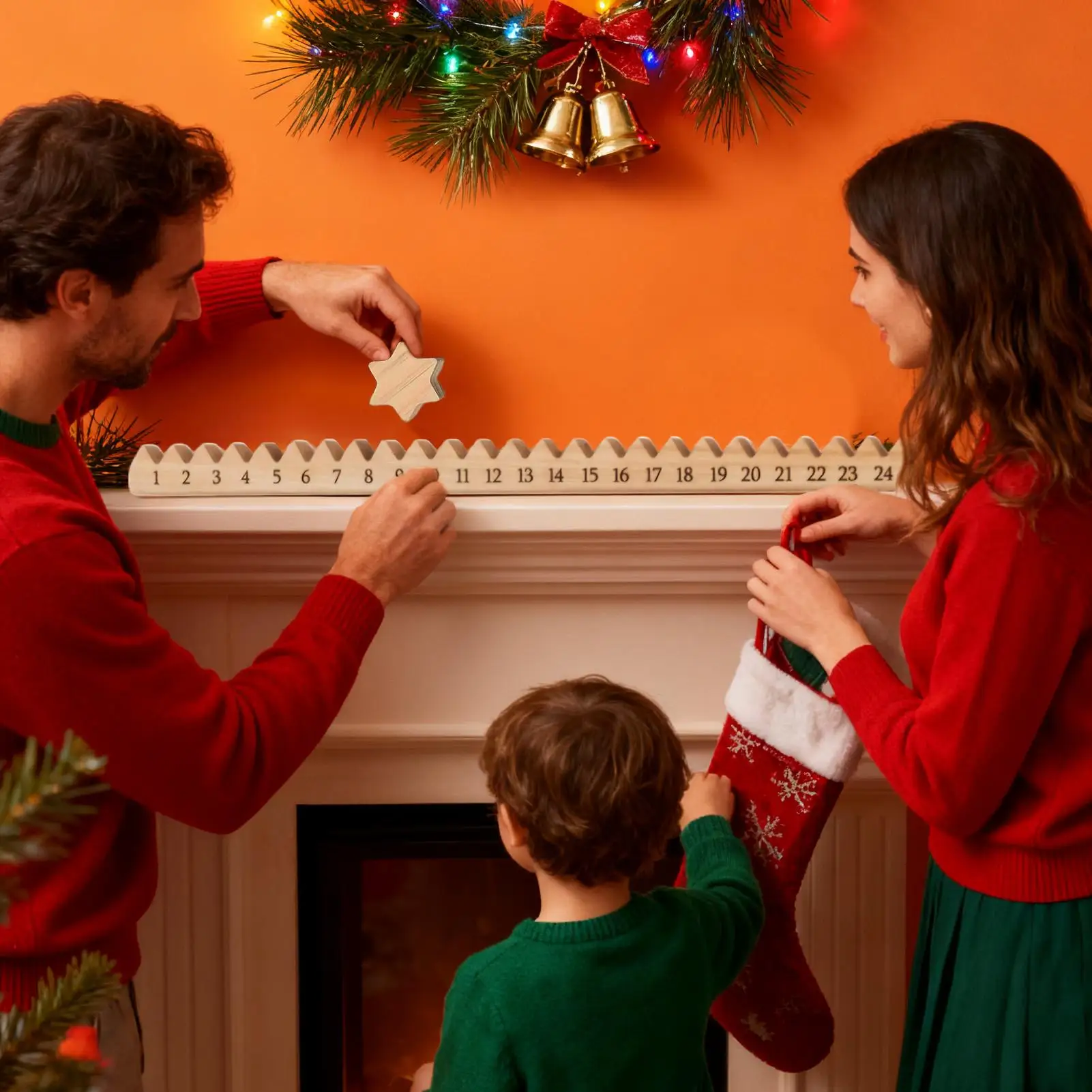 

Рождественский календарь обратного отсчета, 24 дня, 17,7 дюймов, деревянные праздничные украшения, Рождественский адвент, настольное украшение для планировщиков вечеринок