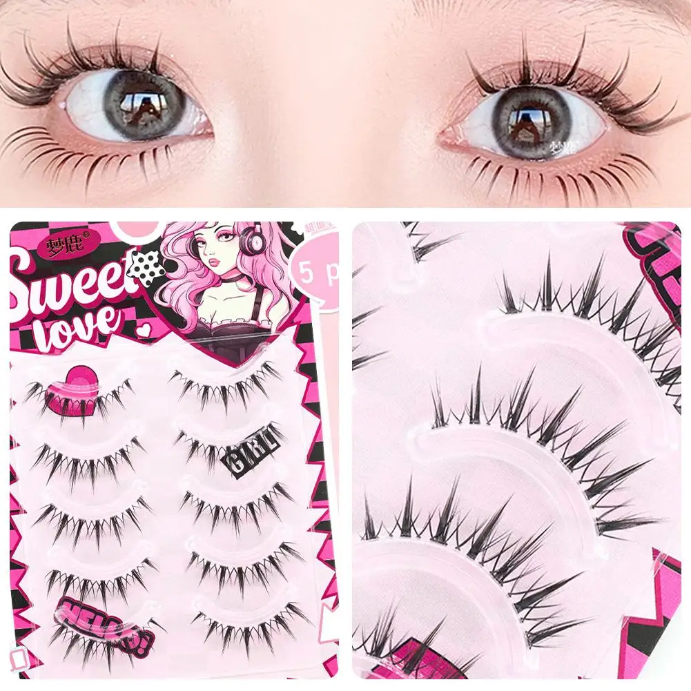 

Korean Manga Lashes 5 Pairs False Eyelashes False Eyelashes Soft Band Clear Wispy Natural Extension Eye Lash Comic H4C5