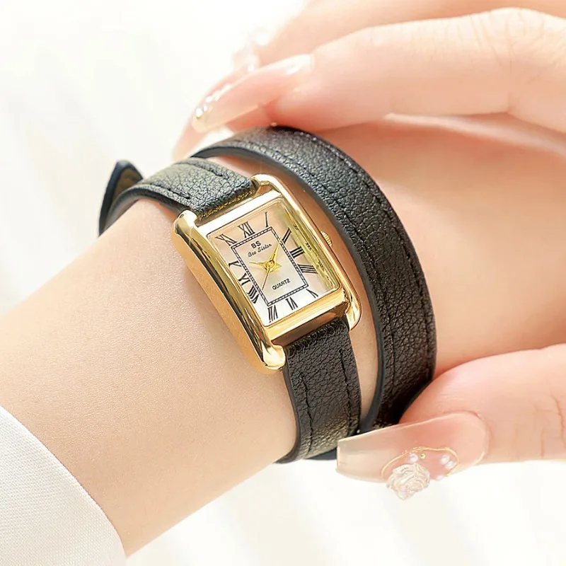 

Women Watches Fashion 2024 Casual Square Black Genuine Leather Quartz Watche For Women Dress Elegant Clock Ladies Wristwatches