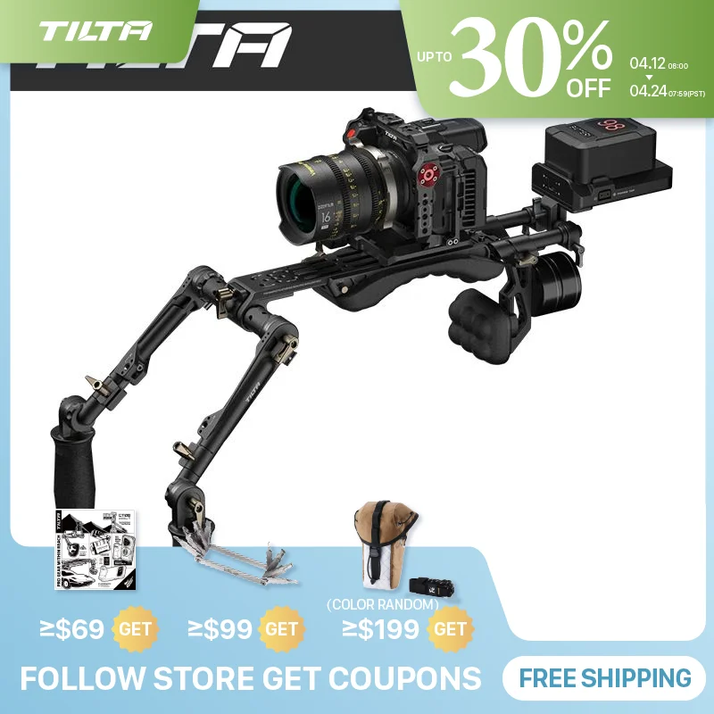

TILTA TA-LSR-B легкая Наплечная установка, черная, совместимая с Sony для камеры Canon BMPCC Nikon, уникальная Базовая пластина Manfrotto/ARCA