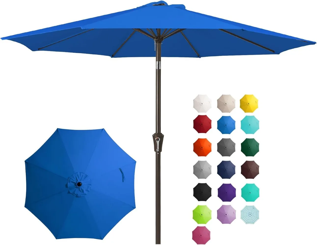 

JEAREY 9FT Outdoor Patio Umbrella Outdoor Table Umbrella with Push Button Tilt and Crank, Market Umbrella 8 Sturdy Ribs