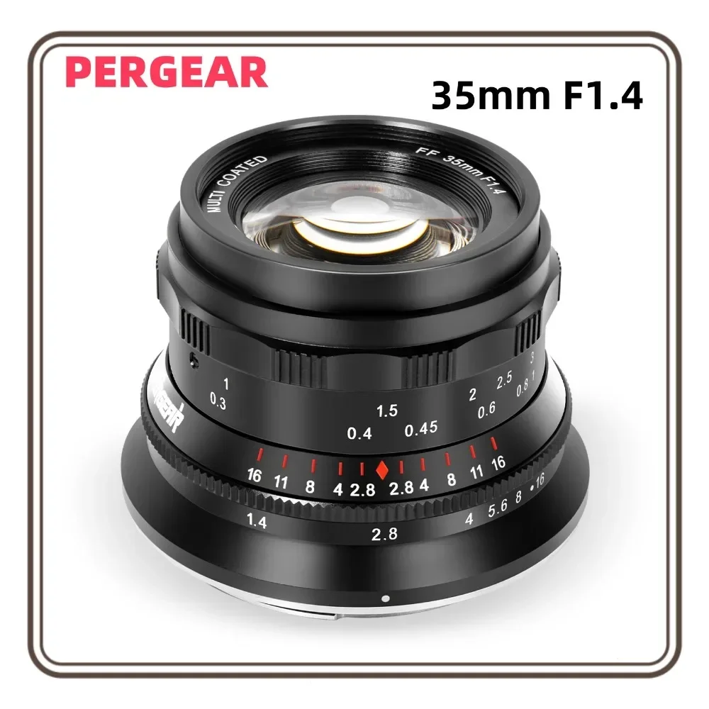 PERGEAR 35mm F1.4 Full-Frame Manual Focus Lens Compatible with Sony E Canon RF Nikon Z L-Mount Cameras A7 A7II A7III A7R A7RII