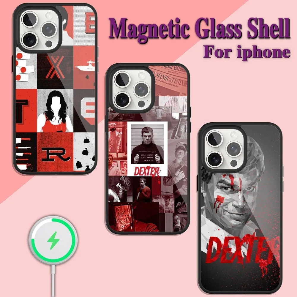 TV Show Dexter Morgan Phone Case For iPhone Charging 13 14 15 11 12 Pro Max Plus Glass Magsafe Magnetic Shell