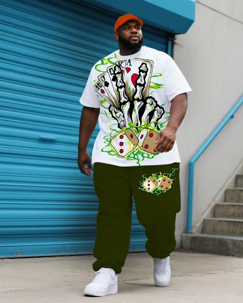 

S-9XL Men's Plus Size Hip-Hop Street Short Sleeve T-Shirt and Pants Two-Piece Set