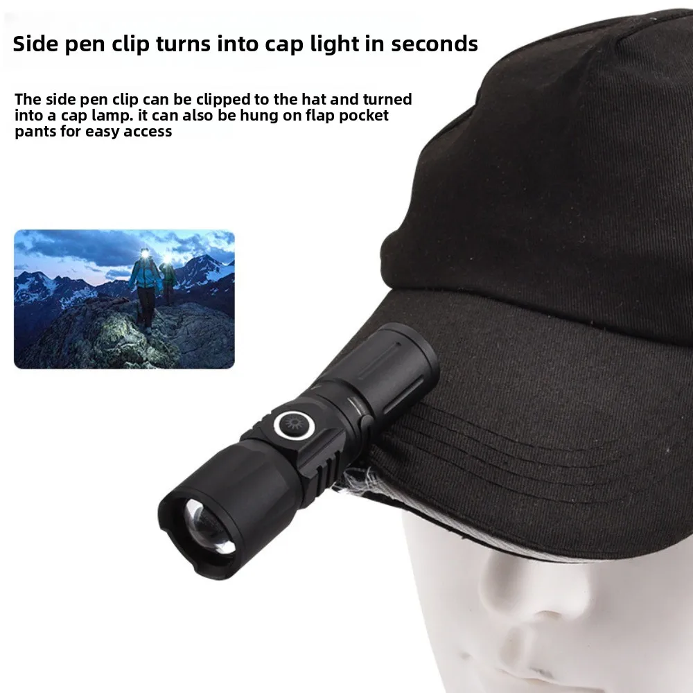 Strong Light Mini Flashlight,Outdoor Multifunctional Rechargeable Portable Torch Bright LED Long-Lasting Battery Water-Resistant
