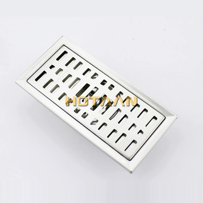 .  large-traffic stainless steel bathroom shower square floor waste grate sanitary 20cm x10cm floor drain YT-2102