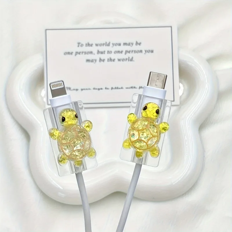 Cute Cartoon Turtle Cable Bite Saver For iPhone 17 16 15 Type C USB Charger Cord Anti-Break Wire Protective Winder Clip Covers