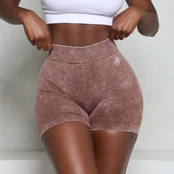 Pchee Bum Acid Wash Low V-BACK Scrunch Butt Shorts Women Seamless Sports Shorts Women V-shaped Hip Gym Cycling Elastic Tights